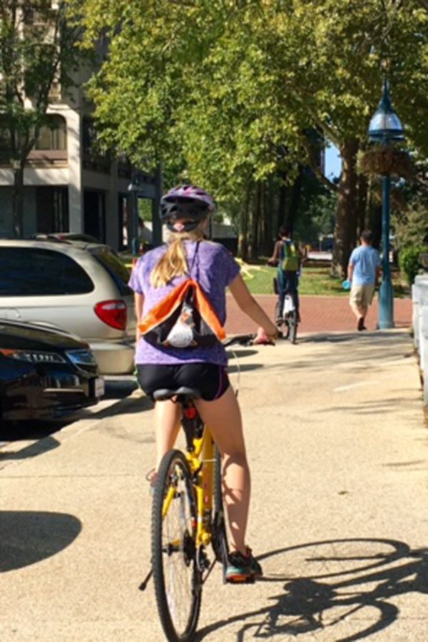 woman biking